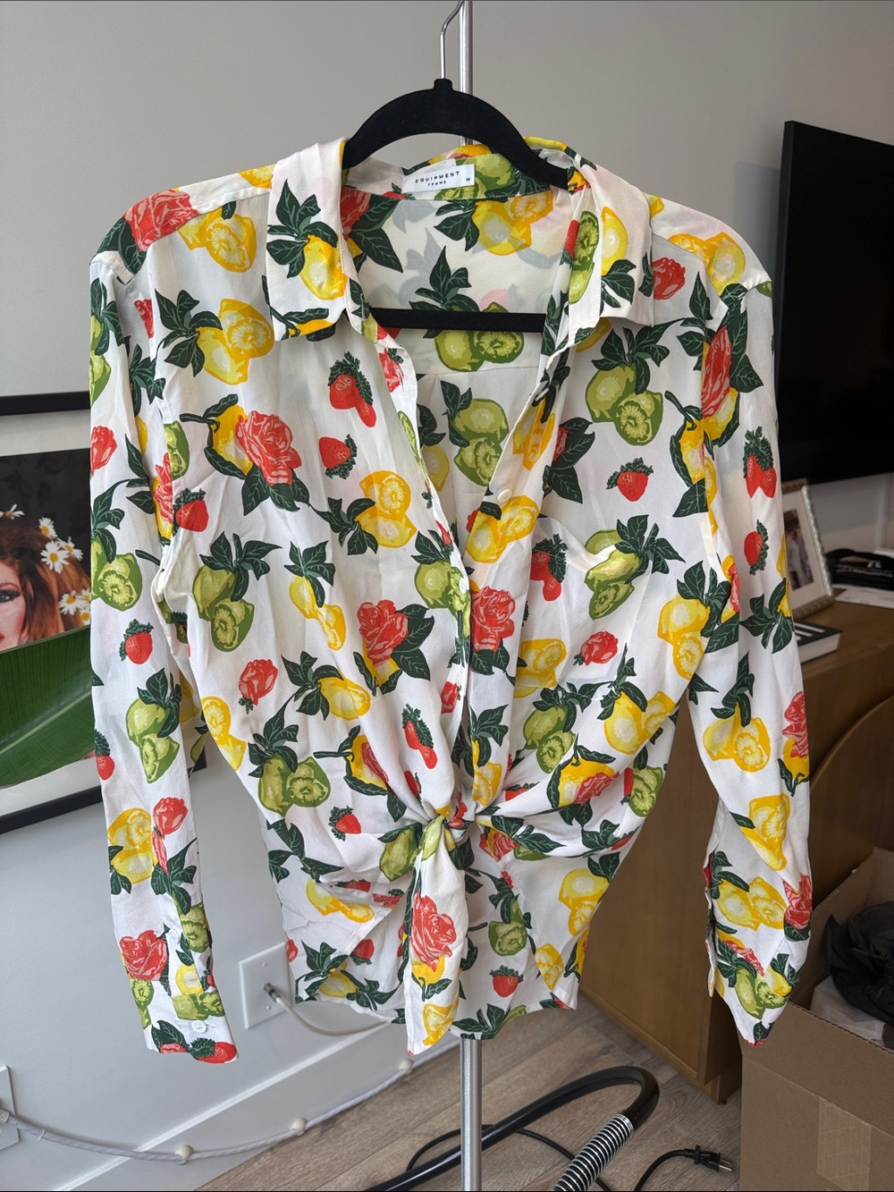 Equipment White Button-Down Shirt with Lemon & Floral Print